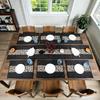 Handmade Artisan Table Runner Set of 6 Silk Kantha Quilted Dining Cloths for Festive Kitchen Decoration Black Farmhouse Tableware Home Gift