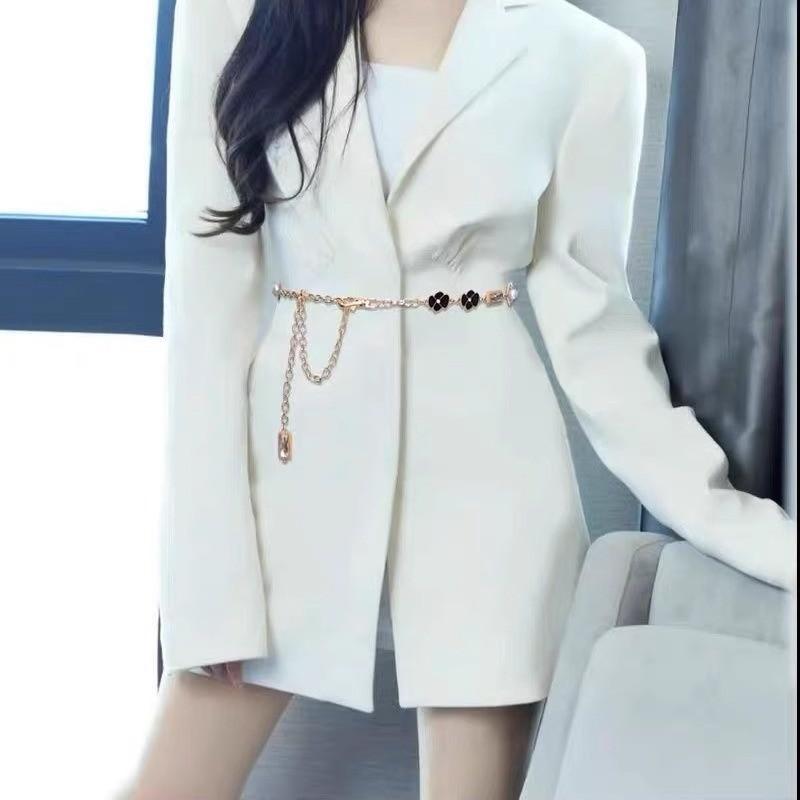 Gold Metal Waist Chain For Women Summer Dress Accessories With Water Diamond Embellishments