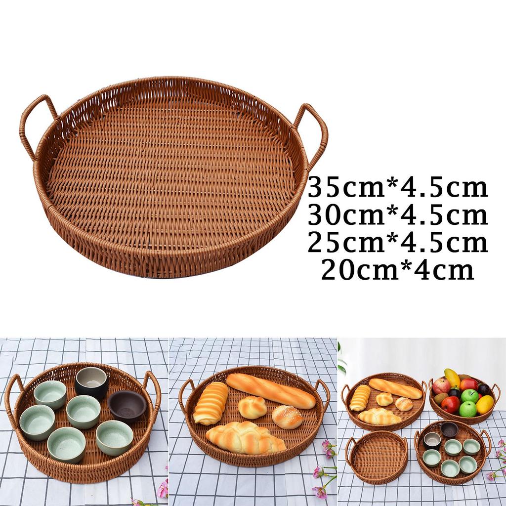 Round Basket Tray Organizer Basket for Desktop Cupboard Living Room