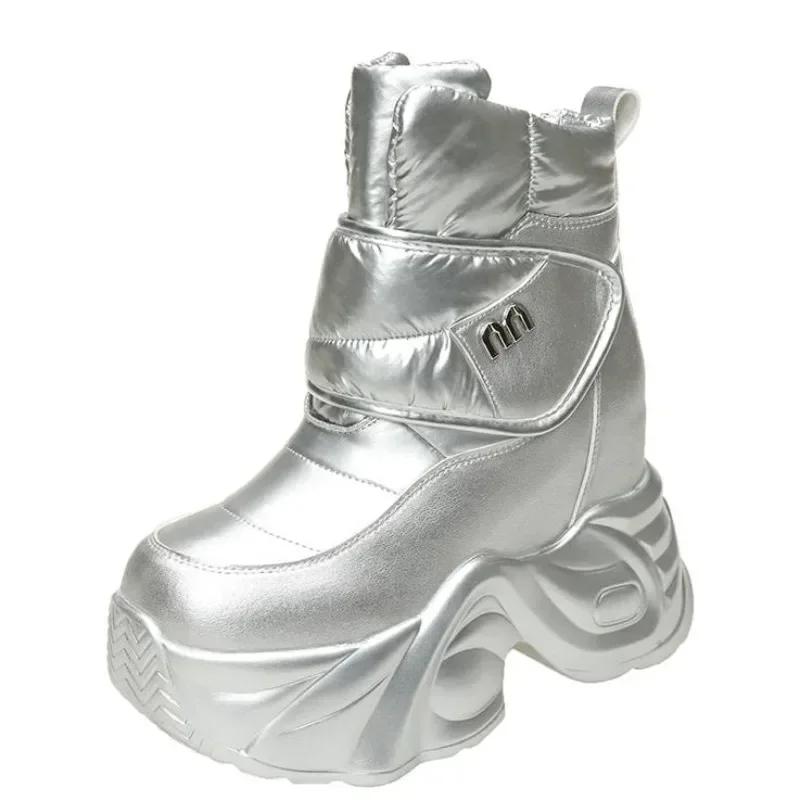 Fashion 13CM Winter Women's Down Snow Boots Keep Warm Chunky Short Boots 2025 Outdoor Plush Mid-calf Shoes Platform Anti-skid Sneakers