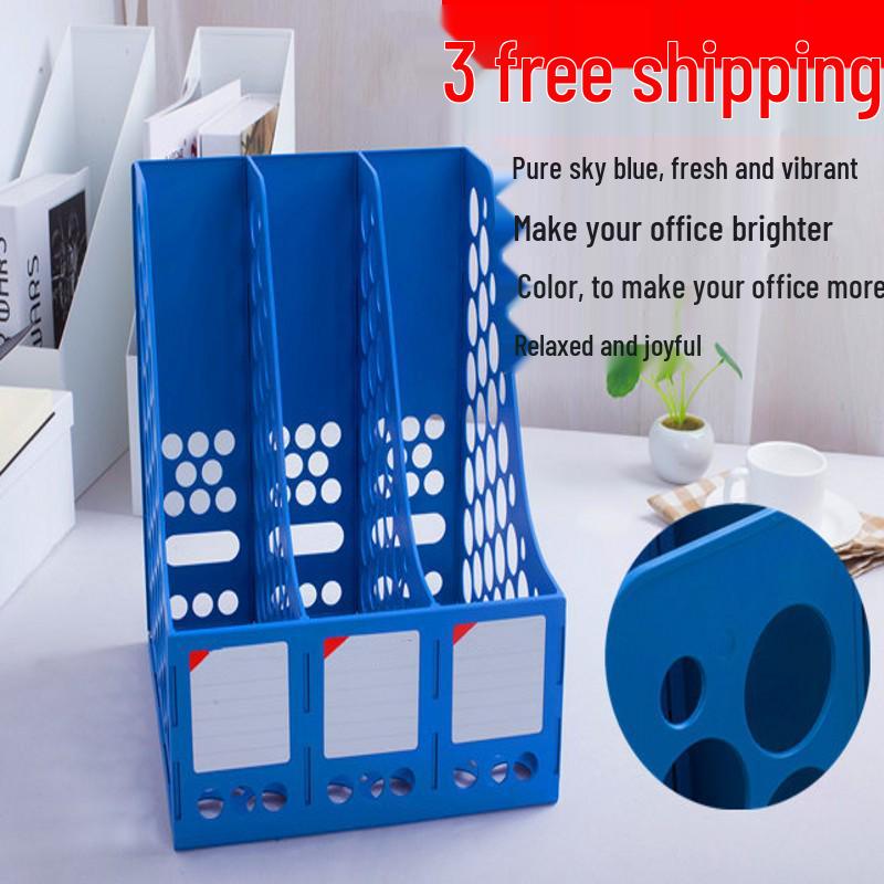 Three-Tier Plastic Office Desk File Organizer & Storage Basket 32CM x 20.5CM x 30.5CM синий