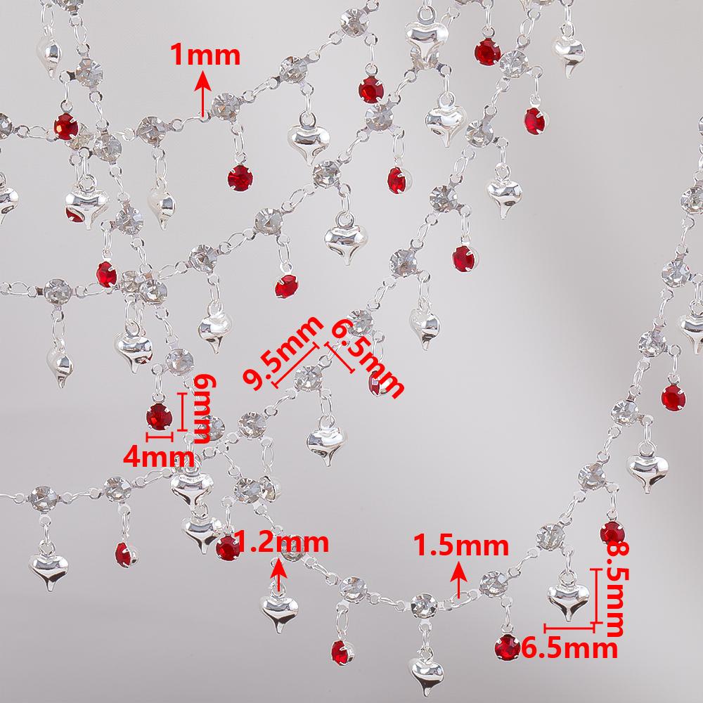 1Meter Colorful Metal Peach Heart Charms Chain Crystal Beads Pendants Copper Chains Women Jewelry Making DIY Necklaces Bracelets