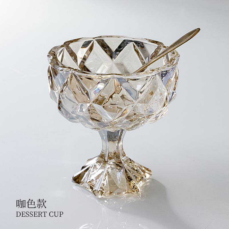 Creative high footed glass dessert cup Summer ice cream cup Transparent fruit ice cream cup household fruit scoop yogurt bowl 301-400ml