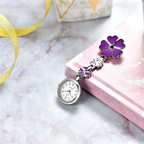Lancardo Nurse Watch, Pocket Watch with Clip, Flower Petal Design, Women's Analog Watch, Cute Gift