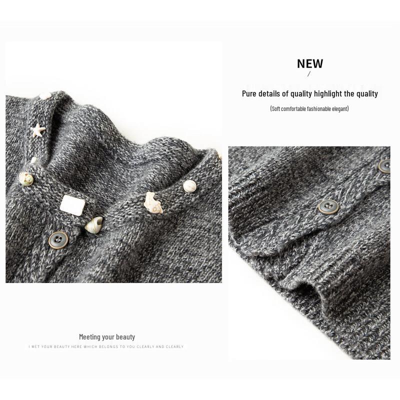 Women's Pure Wool Thickened Round Neck Cardigan