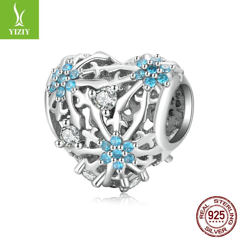 Winter Snowflake Diy Bracelet Beaded Accessories, Christmas S925 Silver Pendant
