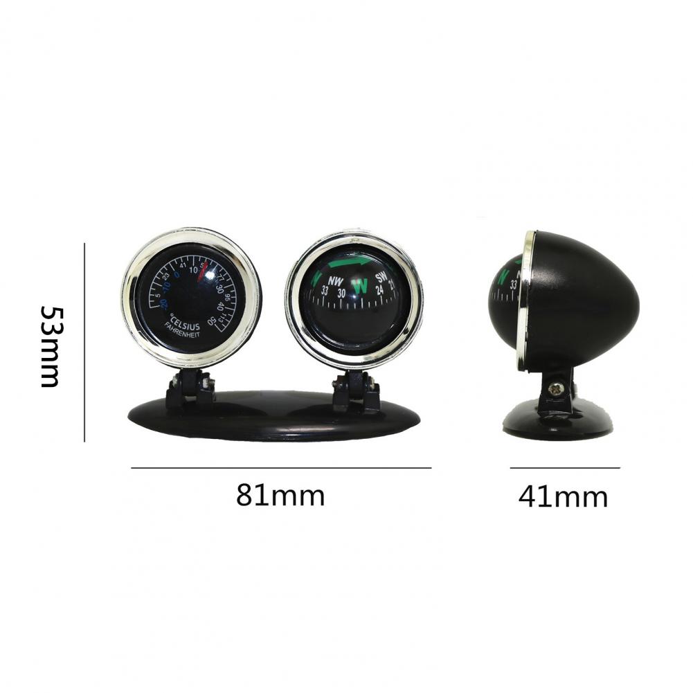 Gösterge Paneli Pusulası Siyah Renk Yer Tasarruflu Pratik 2'si 1 Arada Araba Navigasyon Termometresi Otomotiv Pusulası Yüksek Doğruluk