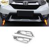 Fits For Honda CR-V CRV 2017 ABS Chrome Front Fog Light Eyelid Molding Trim 2PC