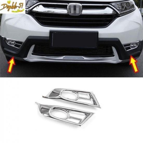 Fits For Honda CR-V CRV 2017 ABS Chrome Front Fog Light Eyelid Molding Trim 2PC