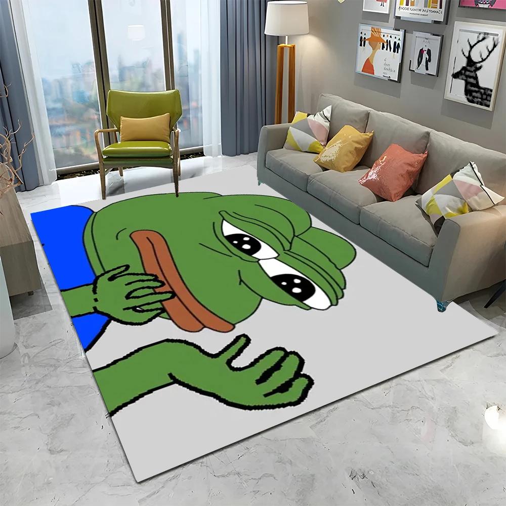 3D Pepe The Frog Face Cartoon Carpet Rug for Home Living Room Bedroom Sofa Doormat Decor,kids Play Area Rug Non-slip Floor Mat