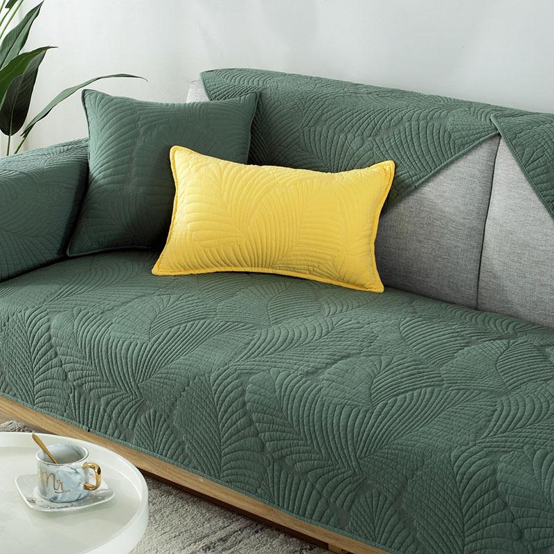 Nordischer Einfacher Einfarbiger Sofakissenbezug Universell für Alle Jahreszeiten, Rutschfester Baumwoll-Sitzkissenbezug aus Reiner Baumwolle, Einfaches Modernes Sofabezug-Handtuch
