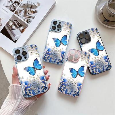 Blue Butterfly Flower Is Suitable for iPhone Apple 17Promax Full Series Fine Hole 17Pro Explosion New 17Air New