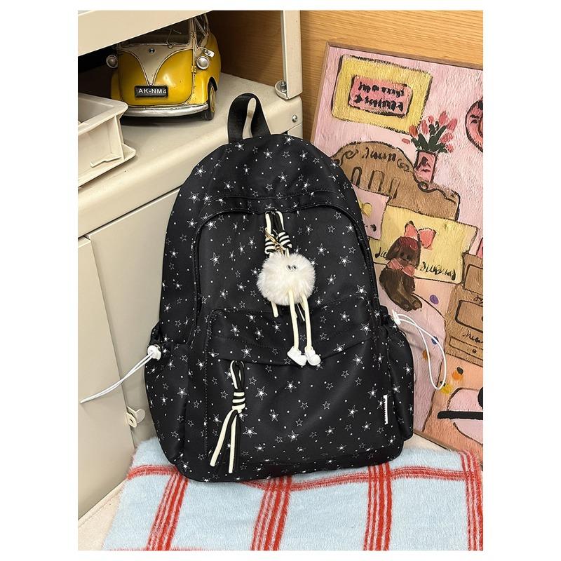 Korean Small Fresh Schoolbag Female College Student Simple Star Backpack Lightweight Large Capacity High School Backpack