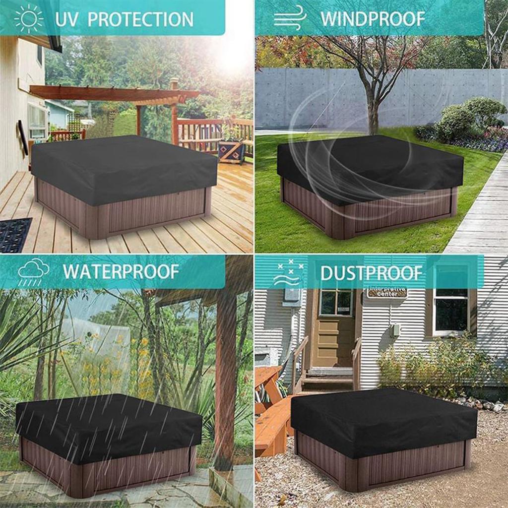220x220x30cm Waterproof & UV Resistant Hot Tub Cover Protector Square Spa Cover Caps for Outdoor Garden Backyard Poolside Use