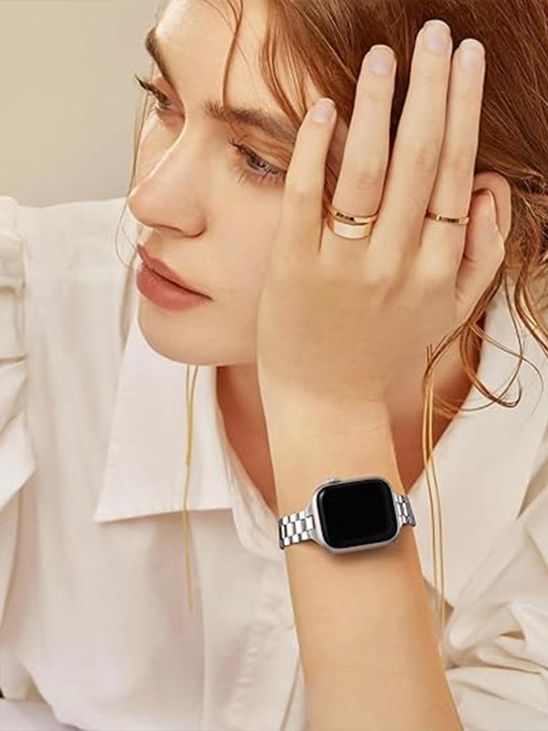 1Pc Thin Replacement Band Compatible with iWatch Ultra SE Series 11 10 9 8 7 6 5 4 3 2 1 Stainless Steel Metal Wristband Women Men