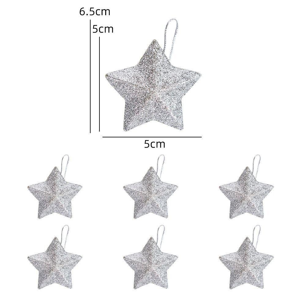 24PCS 5CM Christmas Pentagram Pendant Hanging Ornaments Stars Pendant Glittering Stars Baubles Gift New Year Xmas Tree Hanging