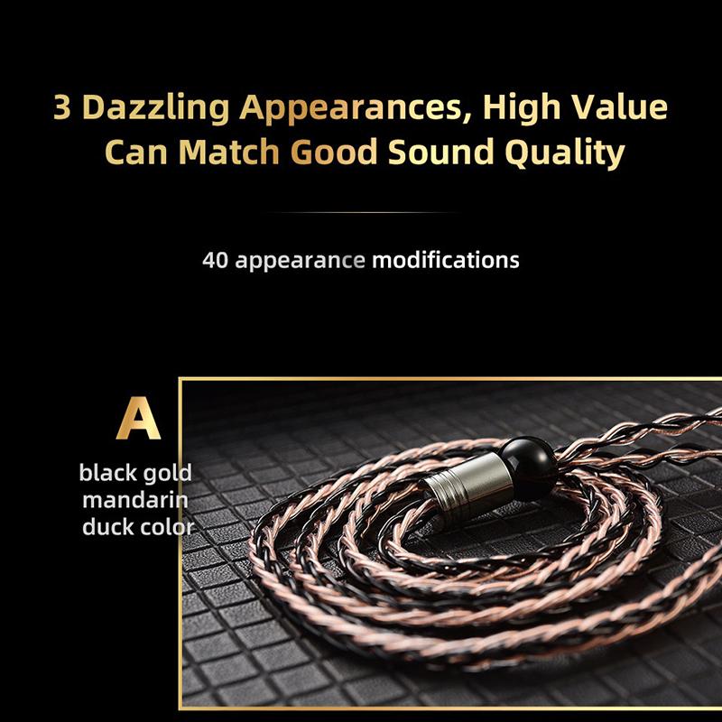 Qkz T1 Earphone Cable 8 Strand Copper Silver-Plated Upgrade Wire 3.5Mm Wired Headphone Cord For Zxn Zxt Ak6 Zs10 Edx Pro Zsr Cca