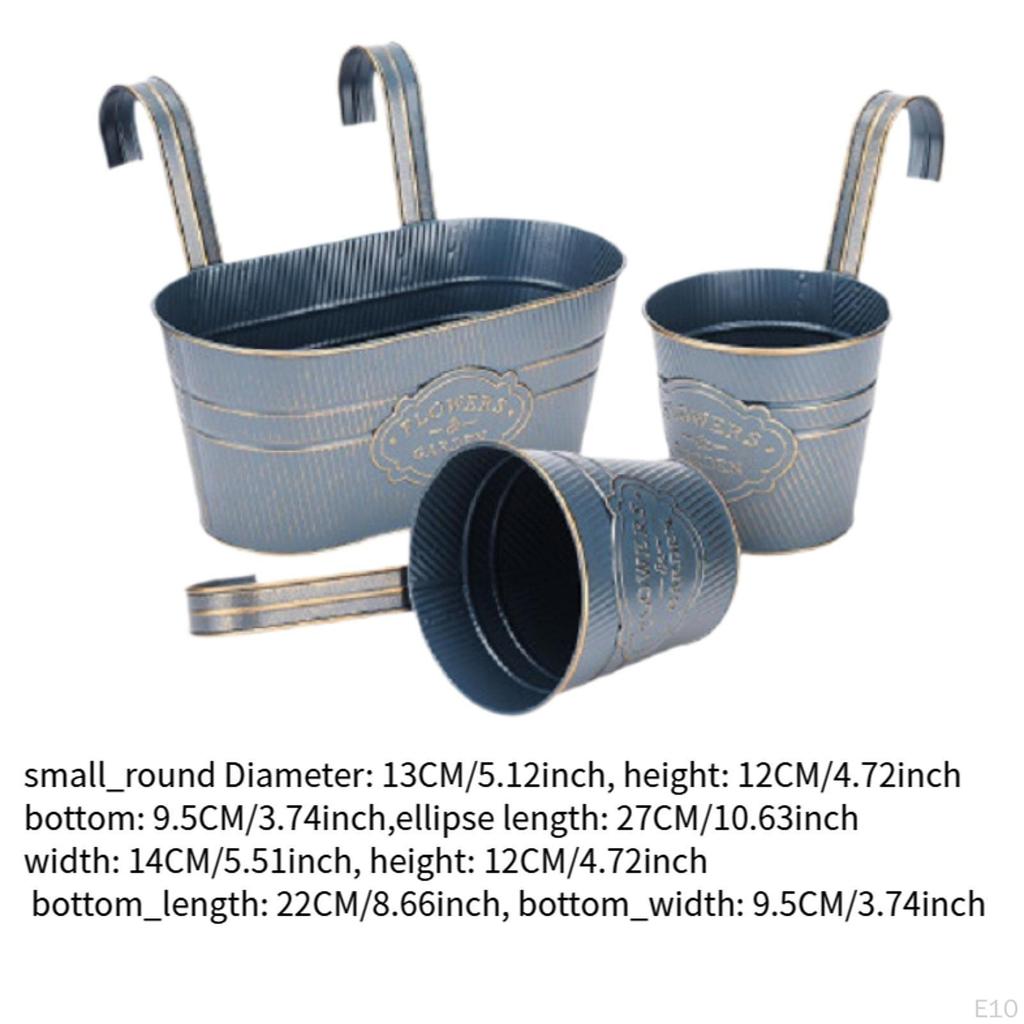 3 Pieces Hanging Flower Pots Plant Garden Decor Home Decoration Fence Planters Wall