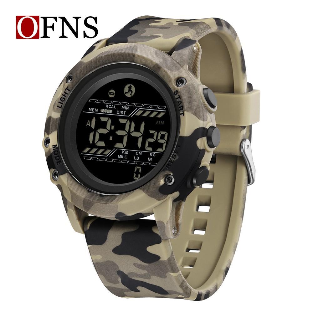 SANDA Men s Multifunctional Camouflage Sports Watch with Alarm, Pedometer, and Calorie Tracker.