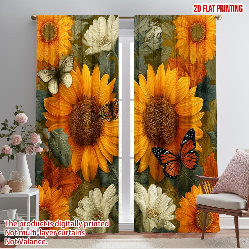 2pcs,2D plane printing Curtain Popular Blossom Symphony(1) Polyester Woven (without rod) Decorations Outdoor for Various Rooms,