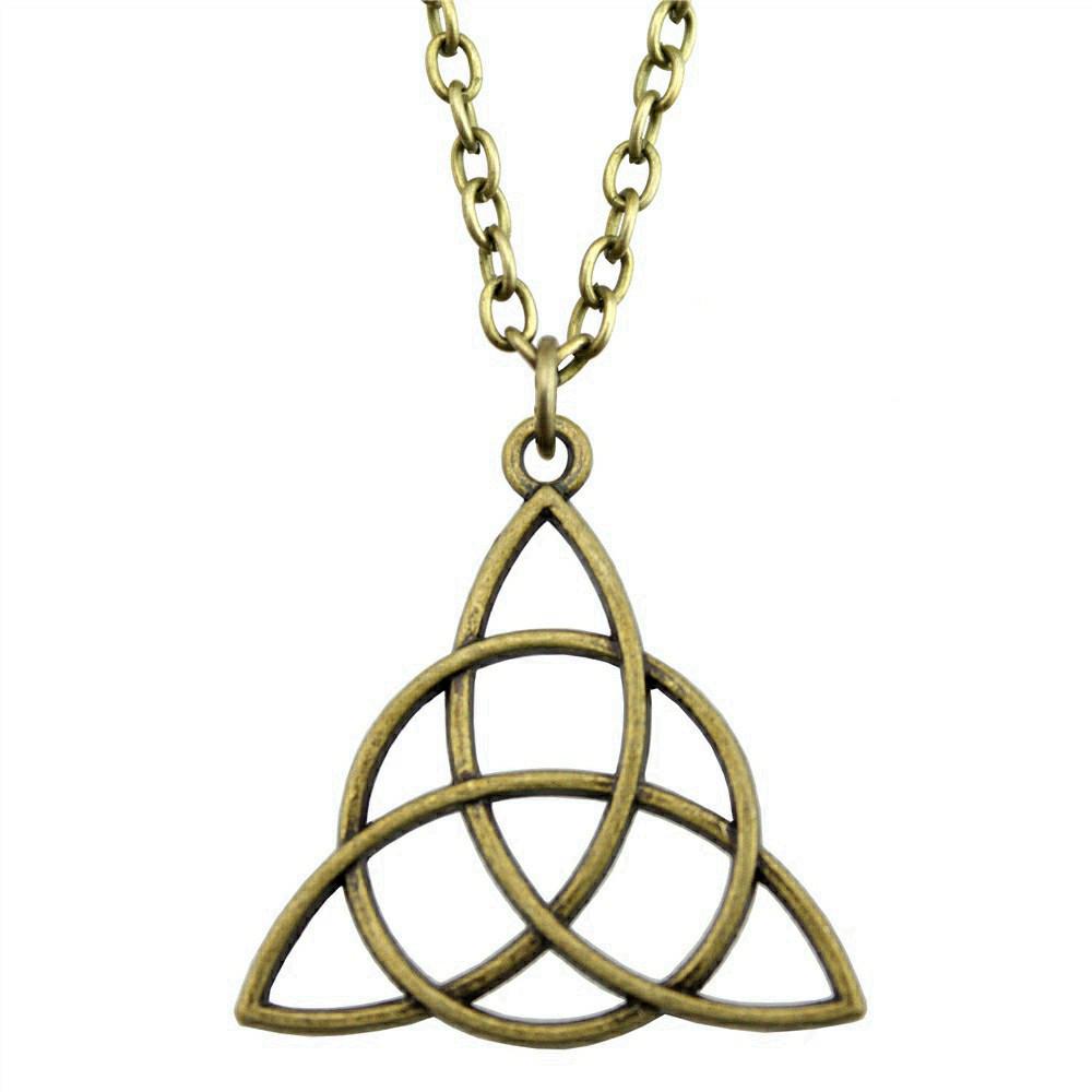 Collana Ciondolo Nodo Celtico Triquetra Stella di Davide Pendente Gioielli Vintage Boho Catena 43cm