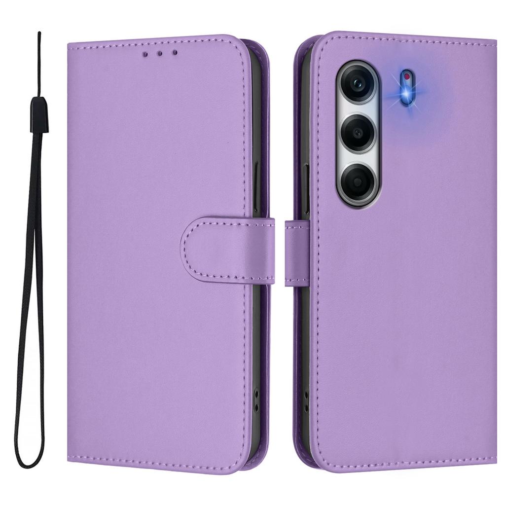 For TECNO Camon 40 Pro 4G Case Solid Color Wallet Leather Phone Cover with Strap