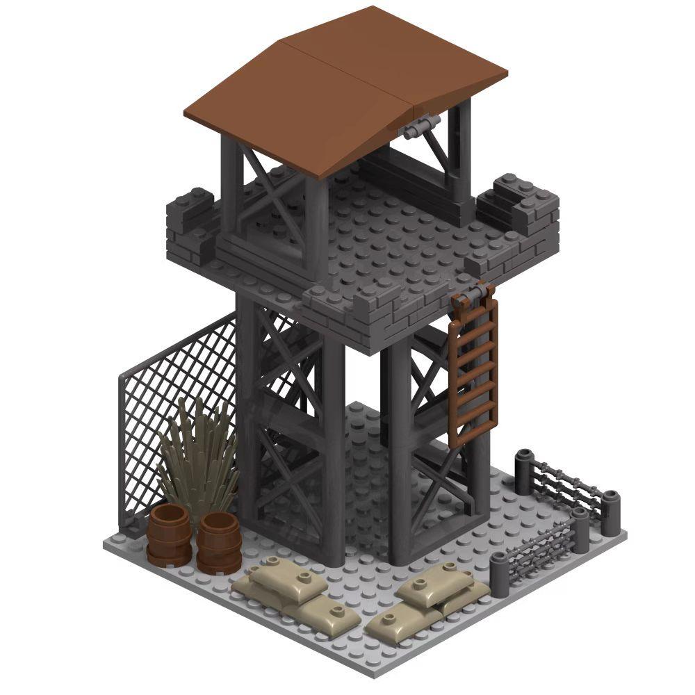 Bricks Toys Model Military Army War DIY Military WW2 Soldiers World 2 Base Observation Tower Assemble Building Blocks Children's