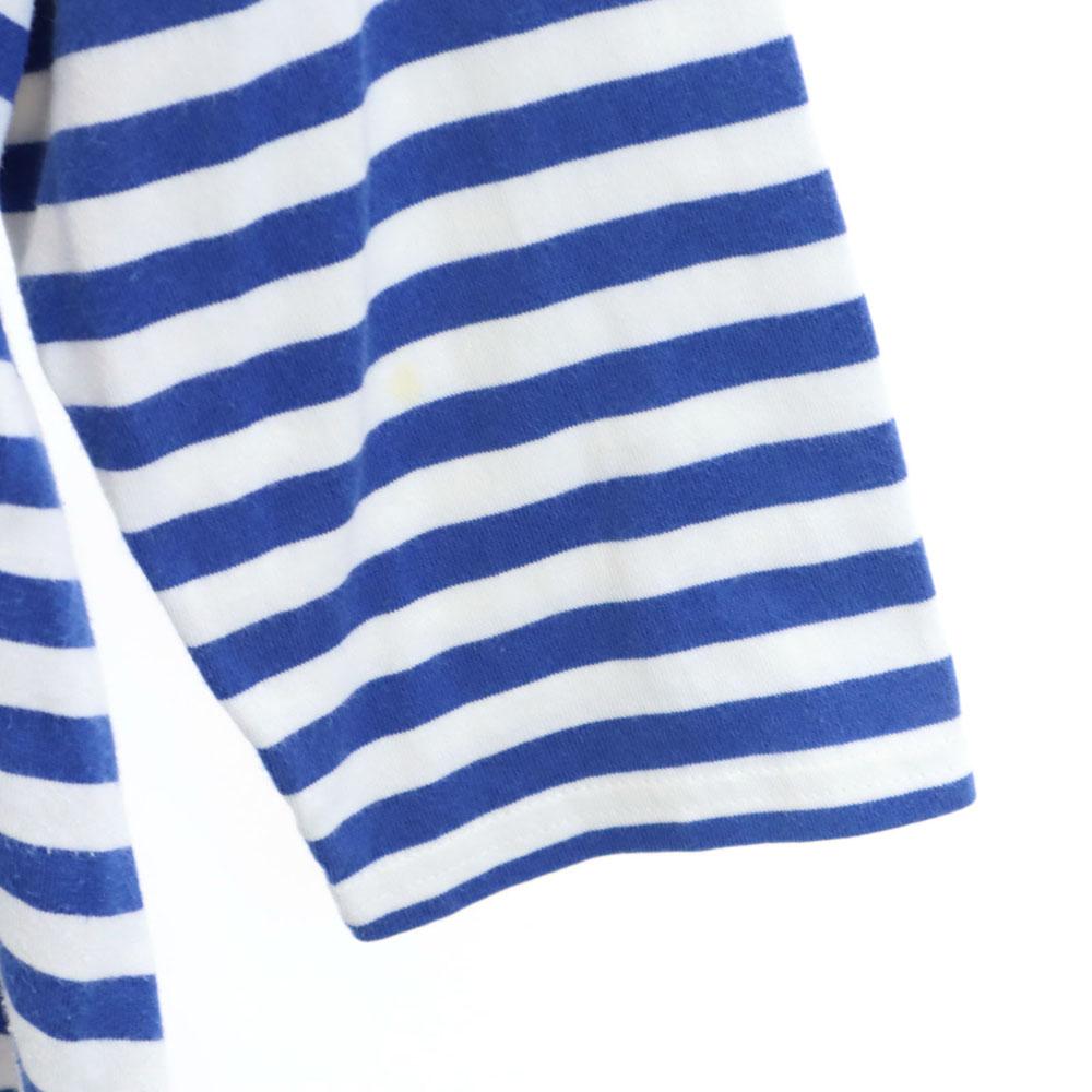 Marimekko Border Pattern Long Sleeve One Piece 160 Blue X White Kid's Used