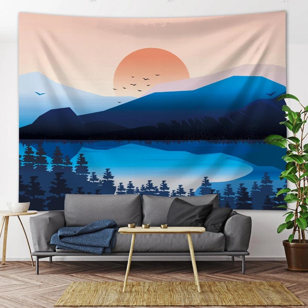 Mountain Sunrise Home Art Wall Hanging Office Living Room Tapestry Home Wall Decoration Tapestry