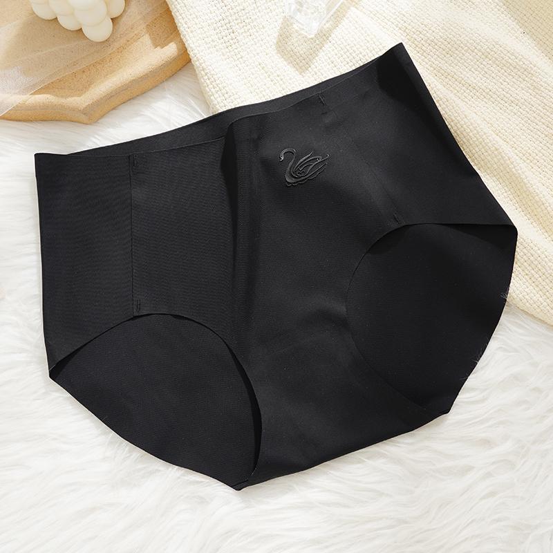 

Бесшовные женские трусики из ледяного шелка, трусы средней посадки, нижнее белье, трусы с эффектом лифтинга бедер, мягкие и удобные трусики XL чёрный
