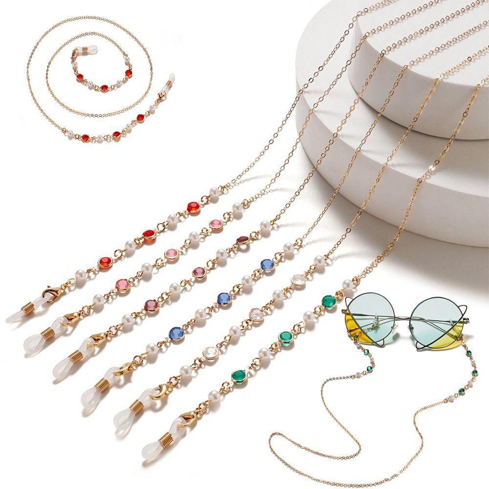 1PC Alloy Eyeglasses Chain Pearl Beaded Sunglasses Lanyard New Glasses Neck Cord Office Use