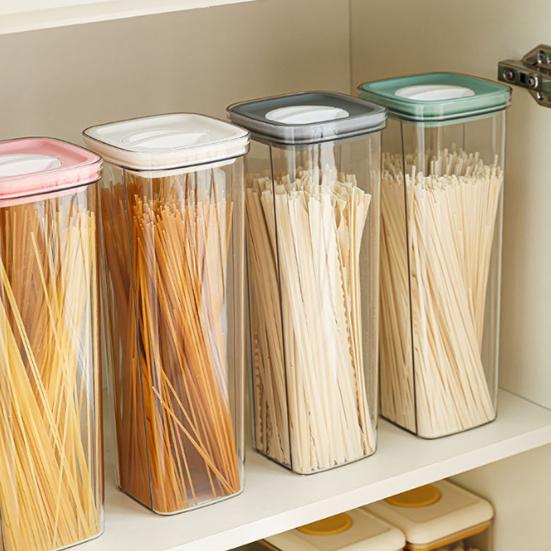 Úložný box na těstoviny s víkem Průhledná vzduchotěsná nádoba na potraviny Nádoba na špagety pro těstoviny, obiloviny, svačiny Organizace kuchyňské skříňky spíže