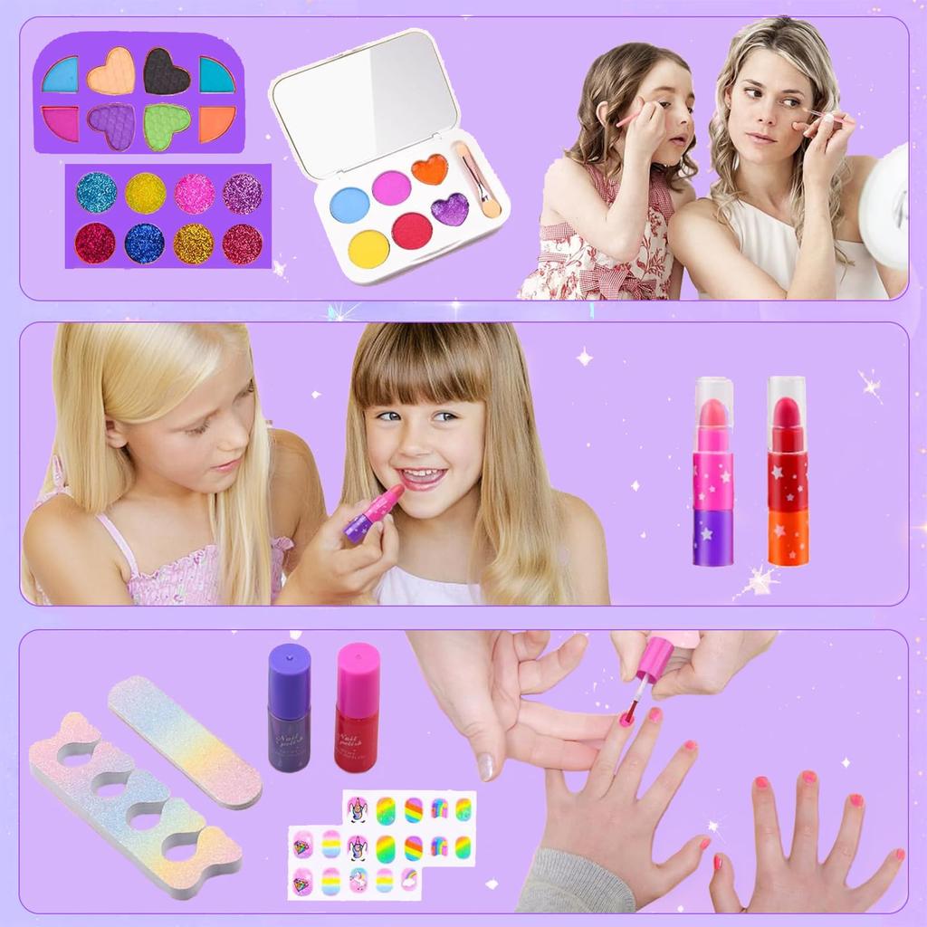 VCYCTO Makeup Toy for Kids Cosmetic Princess Kids Makeup Toy Washable Makeup Birthday Gift for Girls Ages and Christmas Gift Set, Girls, Makeup, Set,