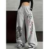 Dámské ležérní tepláky ve street stylu s potiskem dračího totemu Novinky na jaro Fleece Volný střih Streetwear Oversized
