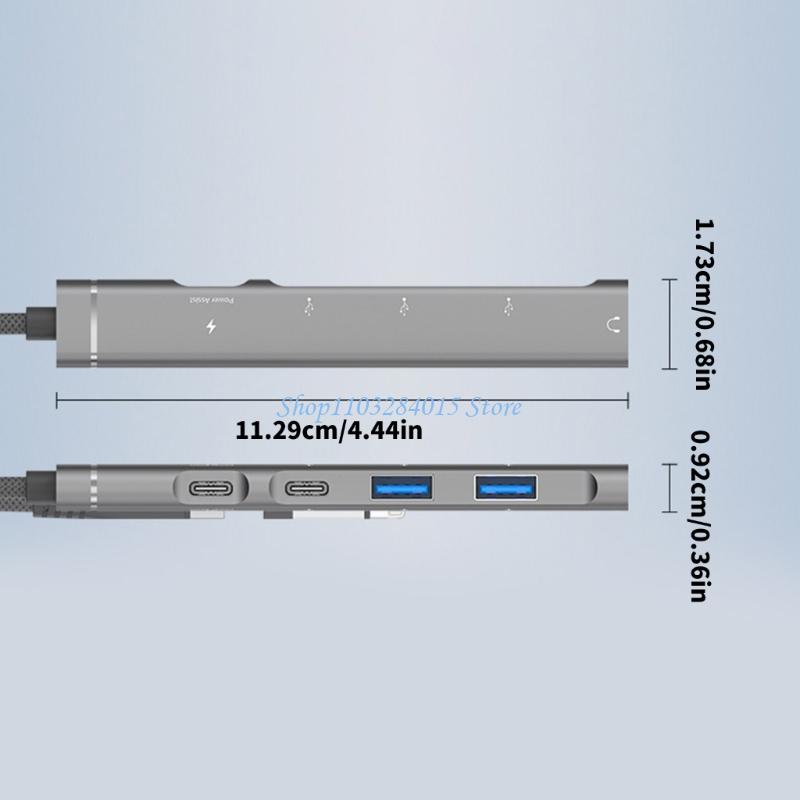 R6FF Multiports USB C Hubs Adapters With Fast Speed Data Transfer And 3.5mm For Laptop Accessories
