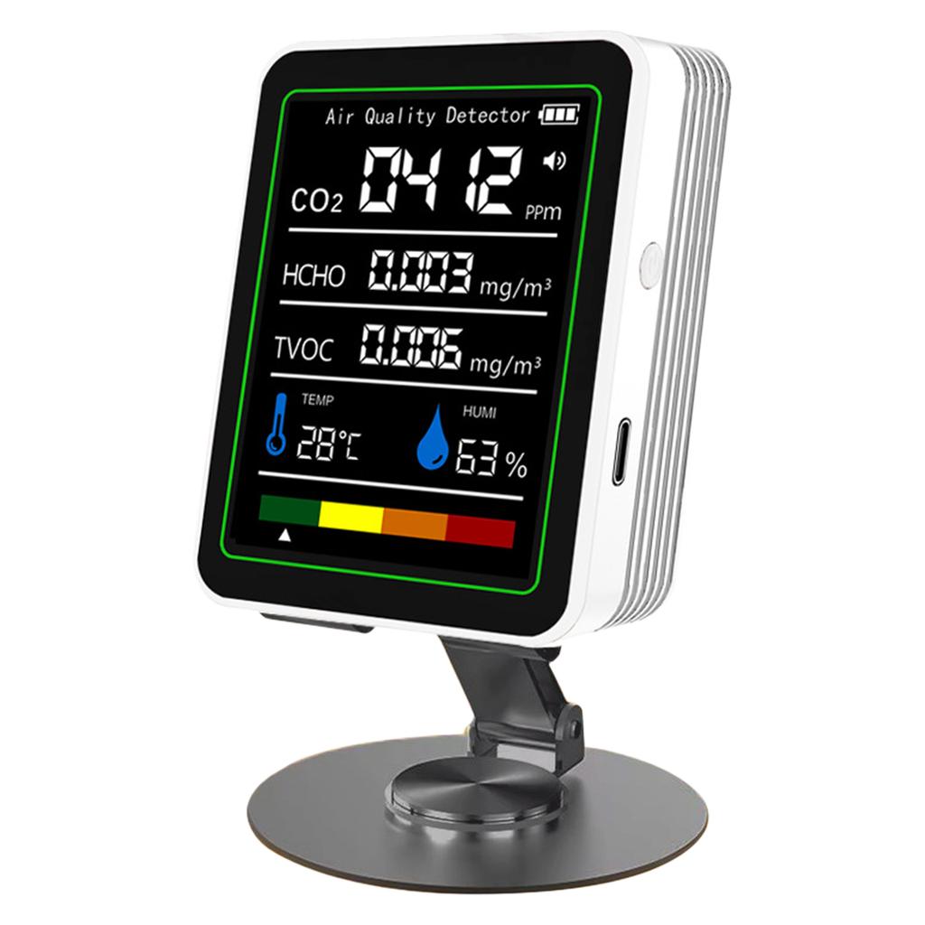 5 In 1 Carbon Dioxide Detector Digital Display Temperature Humidity Monitor CO 2 Air Quality Monitors for Formaldehyde Detecting