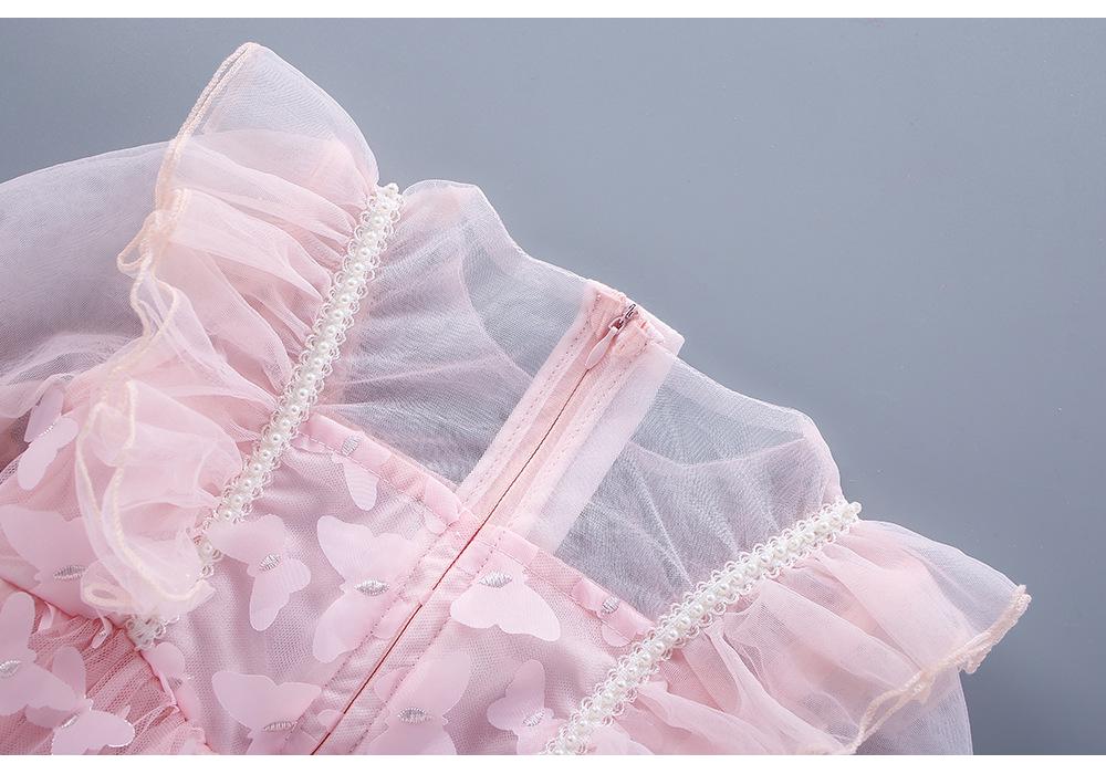 Koreanischer Stil Mädchen Netz-Prinzessinnenkleid mit Schmetterlingsdesign – Frühling/Herbst Mode