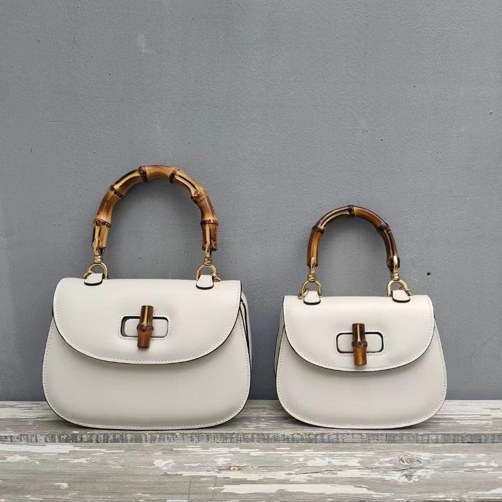 High-end Bamboo Saddle Bag Fashionable Retro Cowhide Single Shoulder Crossbody Women's Bag Simple And Atmospheric Handbag