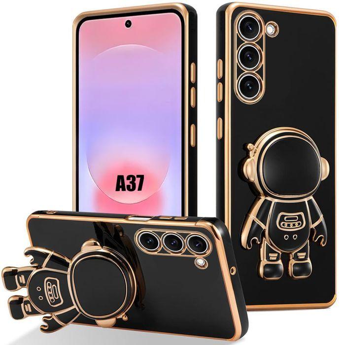 Coque pour Samsung Galaxy A37 5G, Silicone Slim Anti-Rayures avec Support Motif Astronaute - Noir