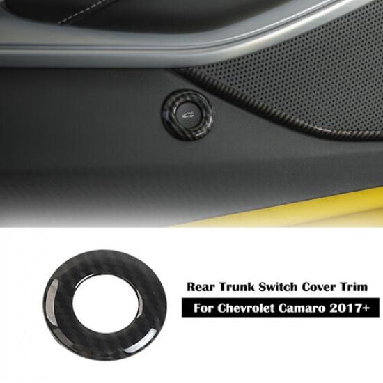 Carbon Fiber Rear Trunk Switch Button Cover Trim Ring for Chevrolet Camaro 2017+