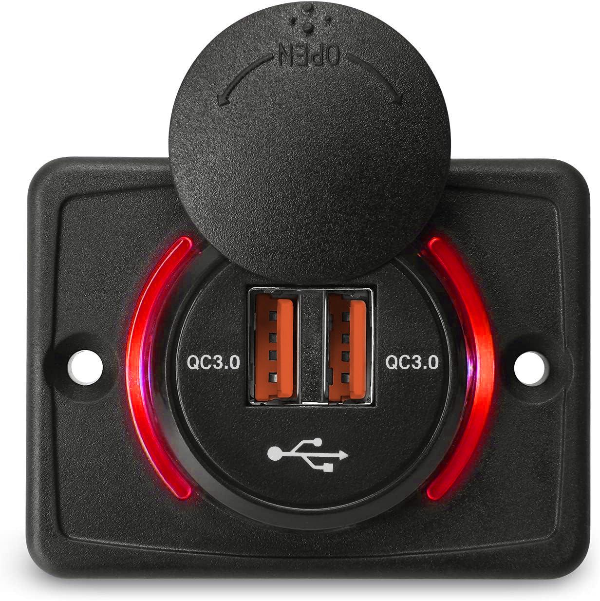 

Быстрая зарядка QC 3.0 Dual USB зарядное устройство со сдвижной крышкой 36 Вт водонепроницаемое 12 В/24 В быстрая зарядка QC3.0 быстрое зарядное устройство панельное крепление гнездо для автомобиля лодки автобуса автофургона Green