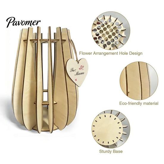 Eco Friendly Wood Decor Wooden Puzzle Flower Vase, Arrangement Display Stand for Placing Flowers & Interlocking Vase Artificial Flowers, Suitable