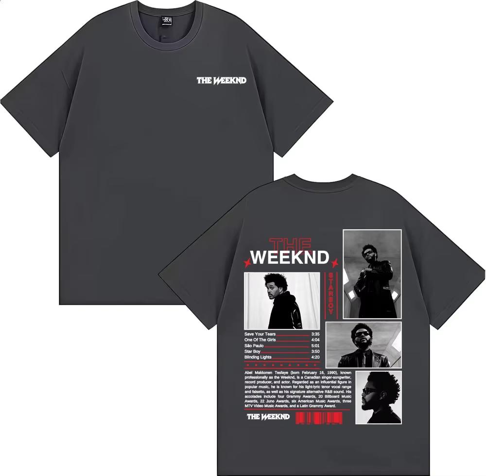 Rapper The Weeknd Starboy Album Cover T Shirt Unisexs Clothing Harajuku Punk Hip Hop TShirts Short Sleeve Tees Unisex Fashion Top