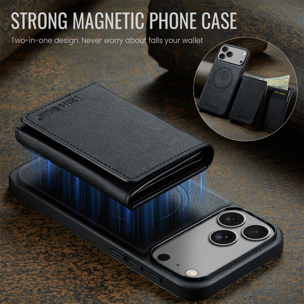 Geldbörse Kartenfach Leder Handyhülle für IPhone 17 Air 17 Pro Max 15 16 Plus 14 13 12 11 Magnetisch Magsafe Ständer Rückabdeckung