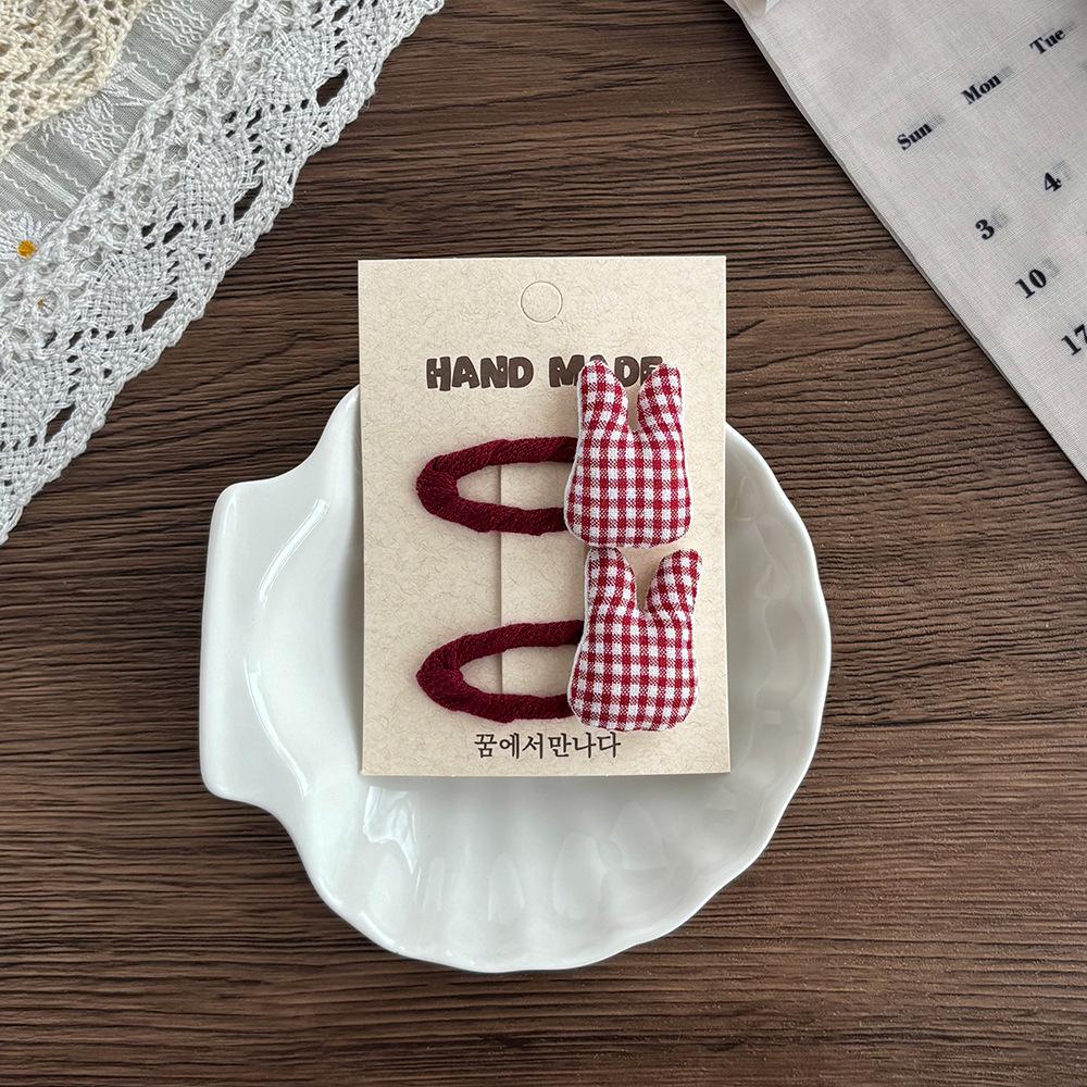 Red Polka Dot Plaid Bow Hair Clip for Children - Versatile Sweet Flower Design