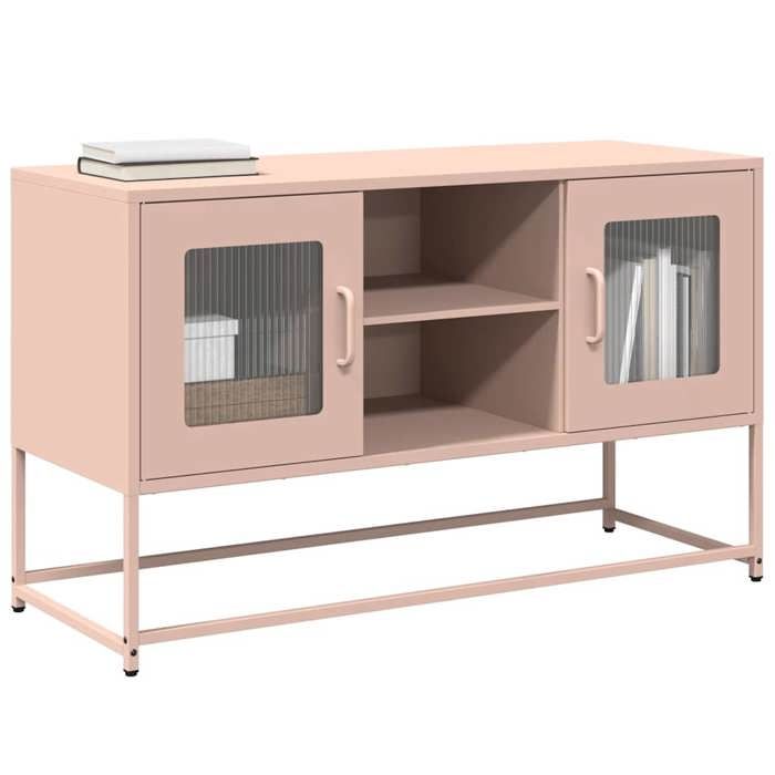 VidaXL TV Stand Pink 100.5x39x60.5 Cm Steel, TV Stand, TV Sideboard, Multimedia Cabinet, TV Bench, Hi-fi Cabinet, Center 853381