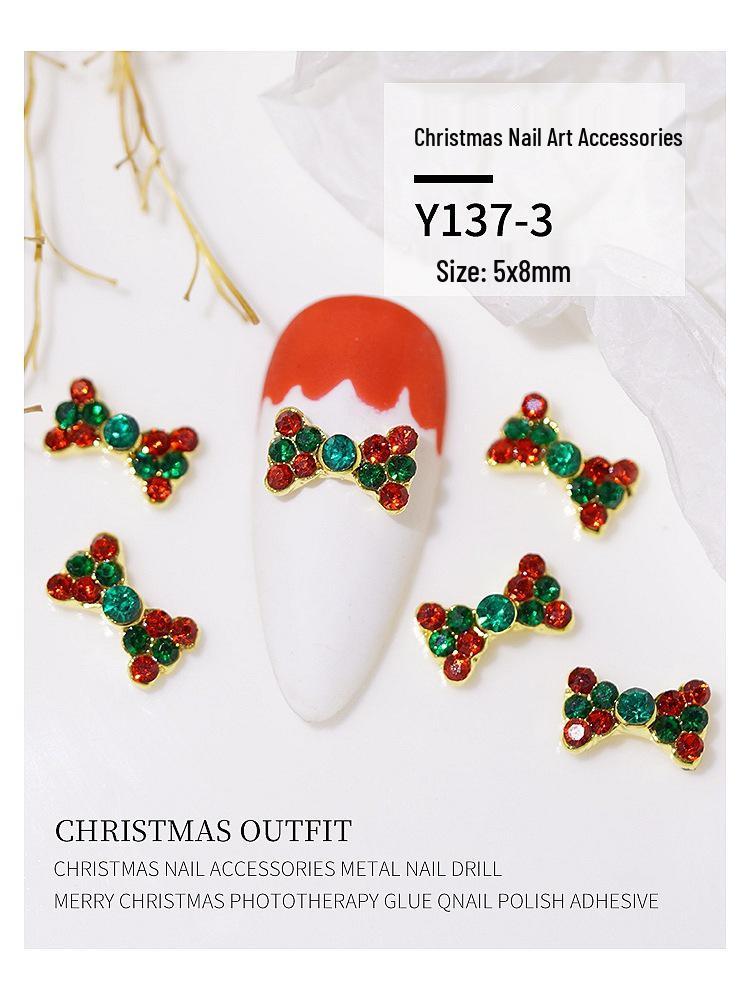 Christmas Alloy Nail Art Decor: Cartoon Santa, Bells, Reindeer, Snowflakes & Rhinestone Accessories