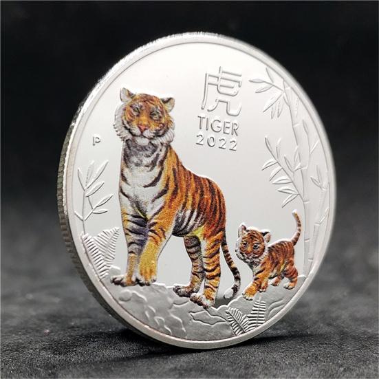 2022 Commemorative Coin Decorative Tiger Pattern Steel Excellent Gift Beautiful Coin for Party