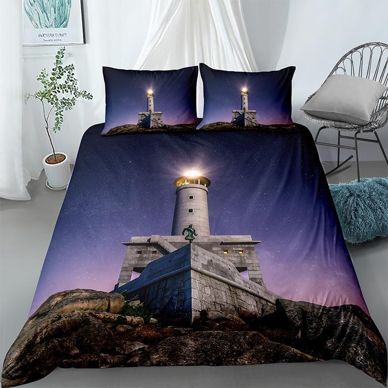 3D Landscape Bedding Set Printed Scenic Tree Sun Duvet Cover Pillowcases for Home Bedroom Twin Queen King Size