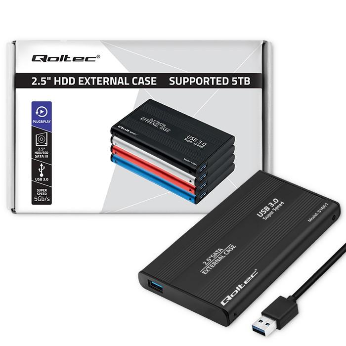 Qoltec Aluminum Case | HDD SSD 2.5" SATA3 | USB 3.0 | Blue